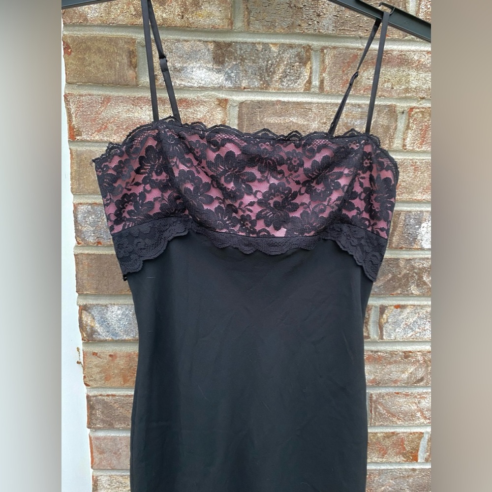 100% Silk 00s Express Black Lace & Pink Cocktail Dress - Picture 12 of 14